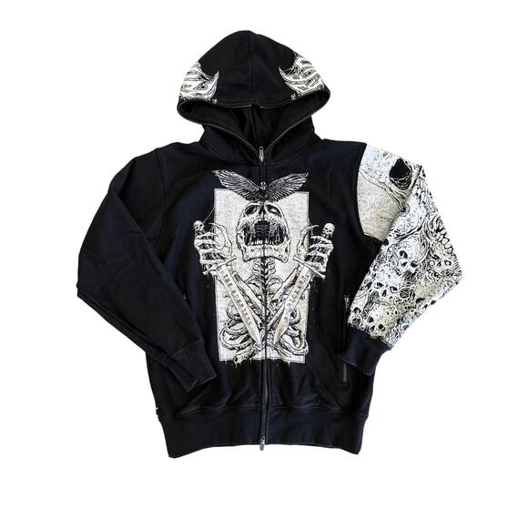 The Hundreds x Riddick Art - Zip Front Hoodie in Black & White - Picture 1 of 4
